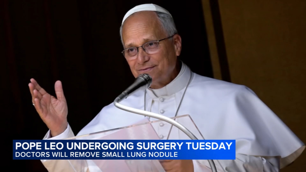 Pope Leo heads to hospital ahead of surgery to remove lung nodule

       — ABC 7 Bay Area, Santa Cruz Health news