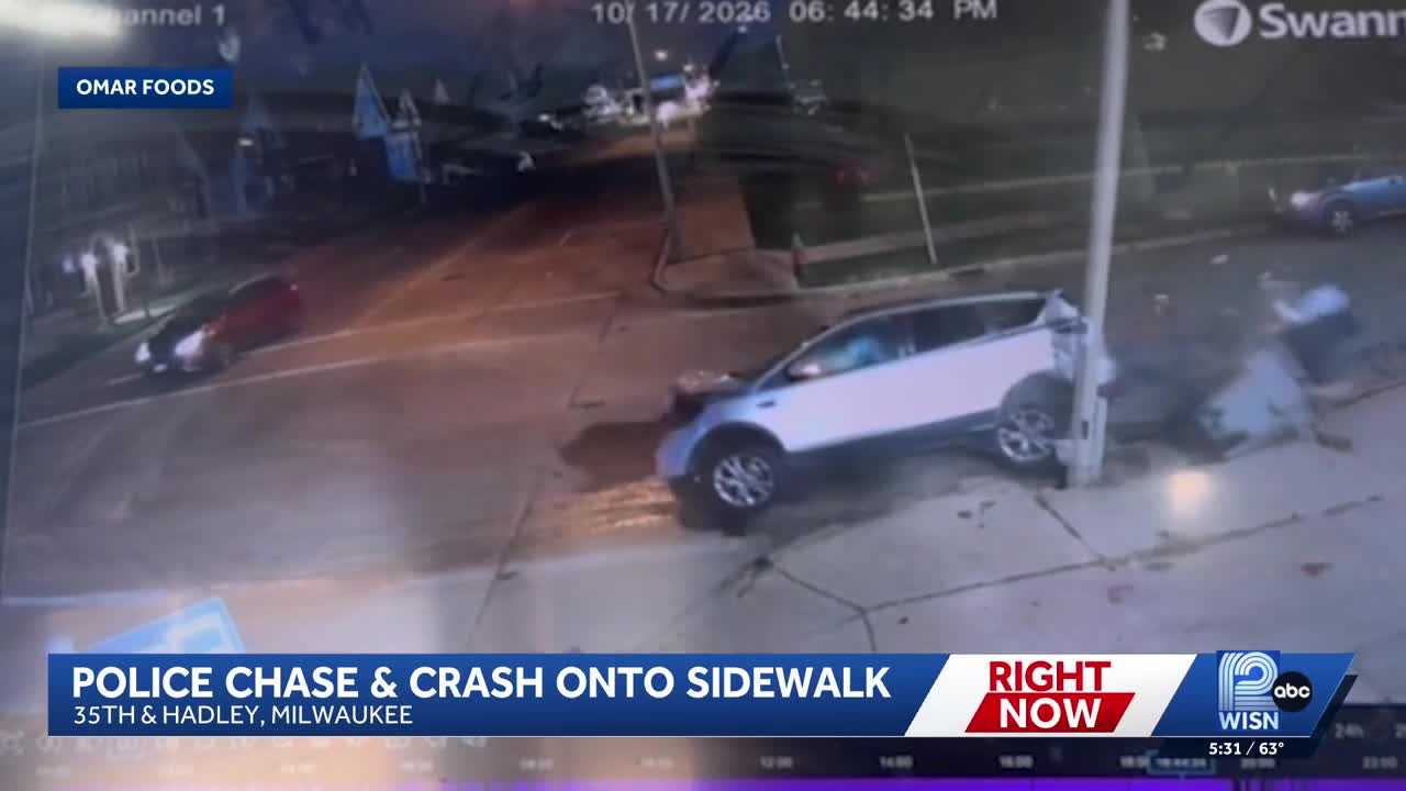 Video: Milwaukee police chase ends with crash onto sidewalk — WISN 12 Milwaukee, Santa Cruz Community news