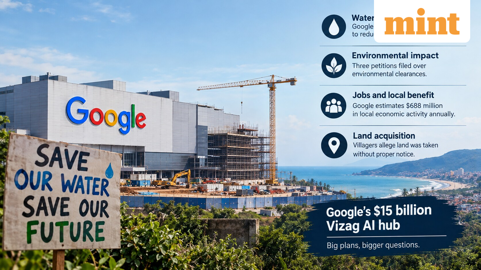 Google defends $15 billion Vizag AI hub as water fears, land disputes and protests put project under scrutiny — Mint India, Santa Cruz Technology news